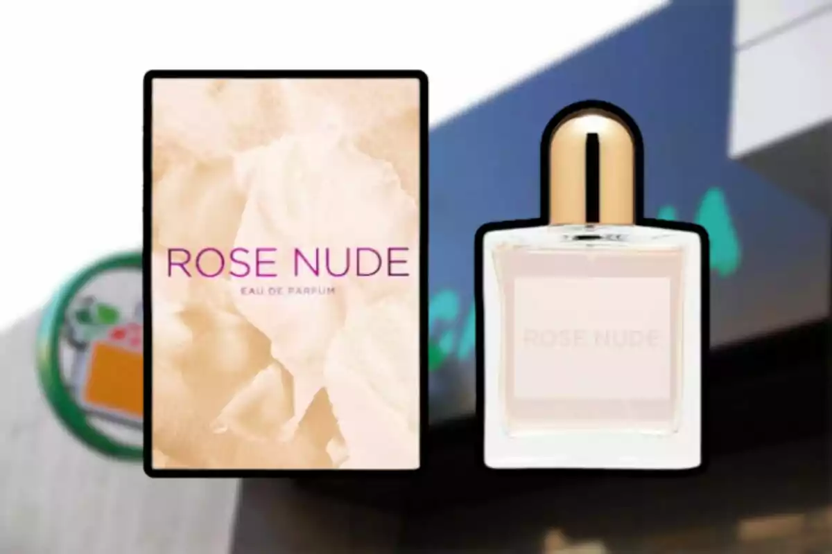 A perfume bottle labeled A perfume bottle labeled