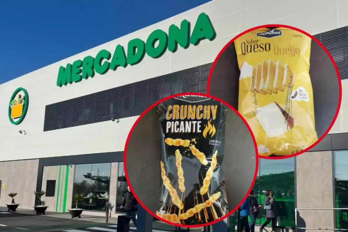 Patates ondulades sabor formatge i crunchy picant de la marca Munchos que es ven a Mercadona