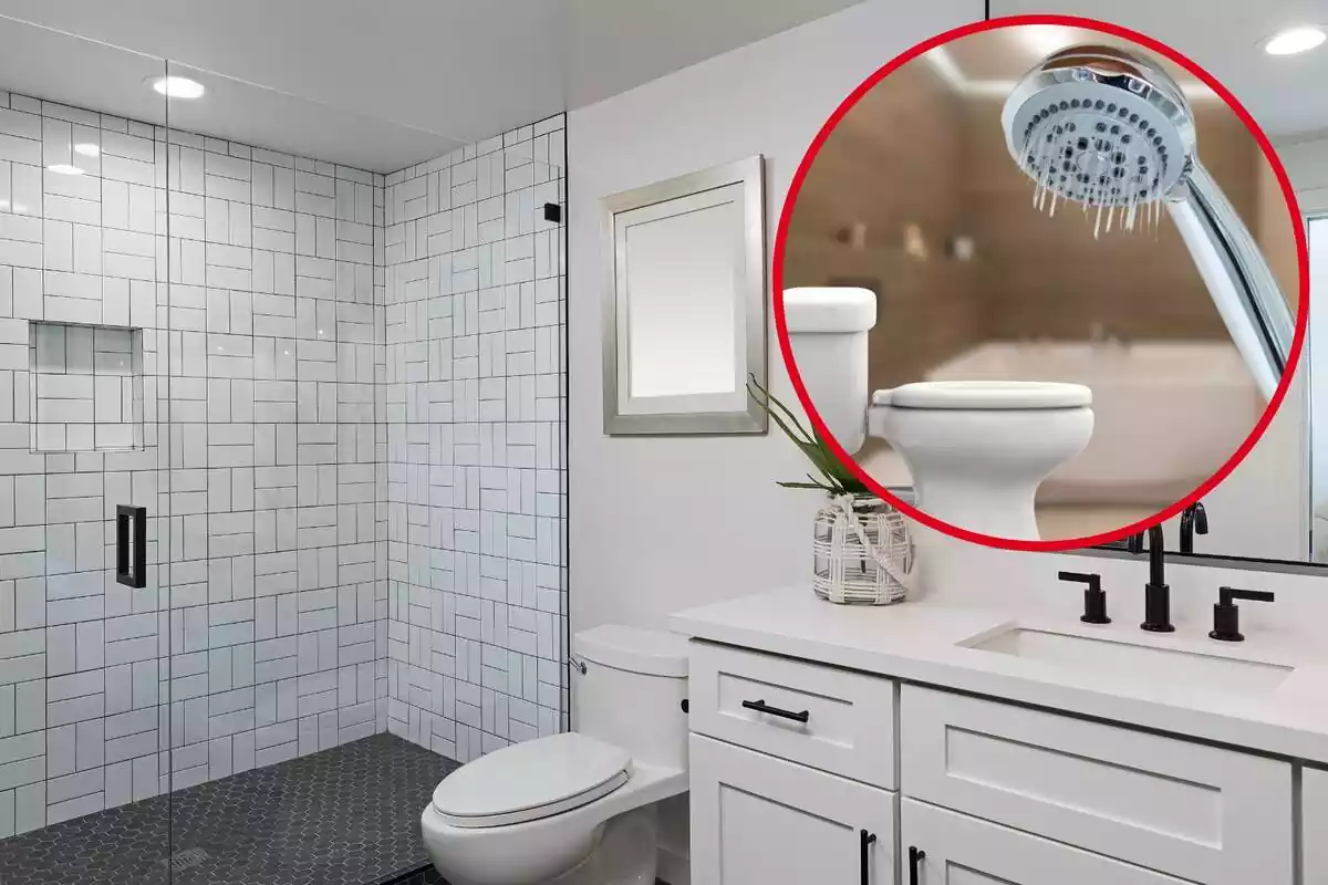 Muntatge de lavabo blanc i cercle amb un vàter i una pica de dutxa