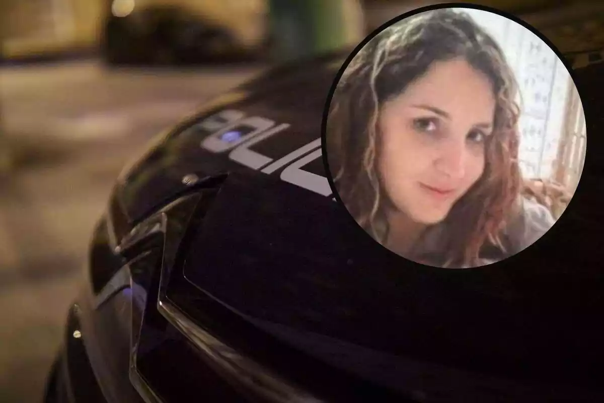 Muntatge d'Ainhara Gómez Gómez amb la imatge d'un cotxe de policía