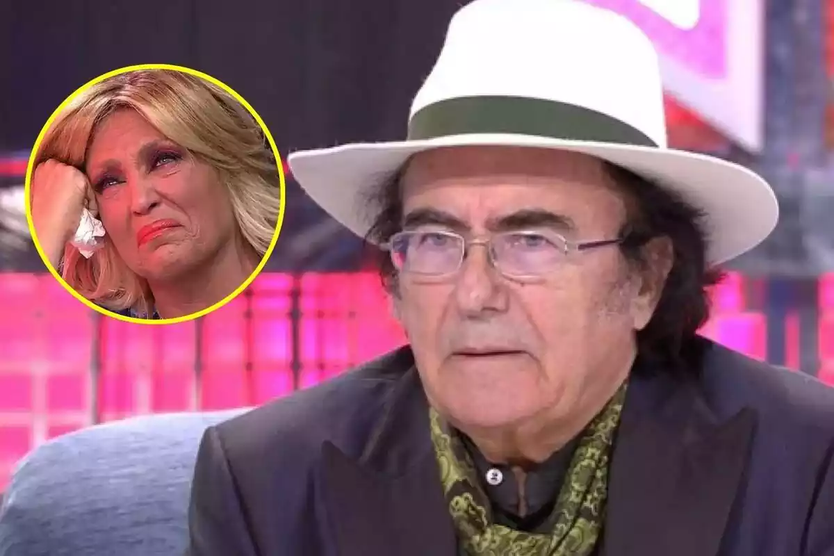 Montaje de Al Bano en el Deluxe con Lydia Lozano llorando en Sálvame