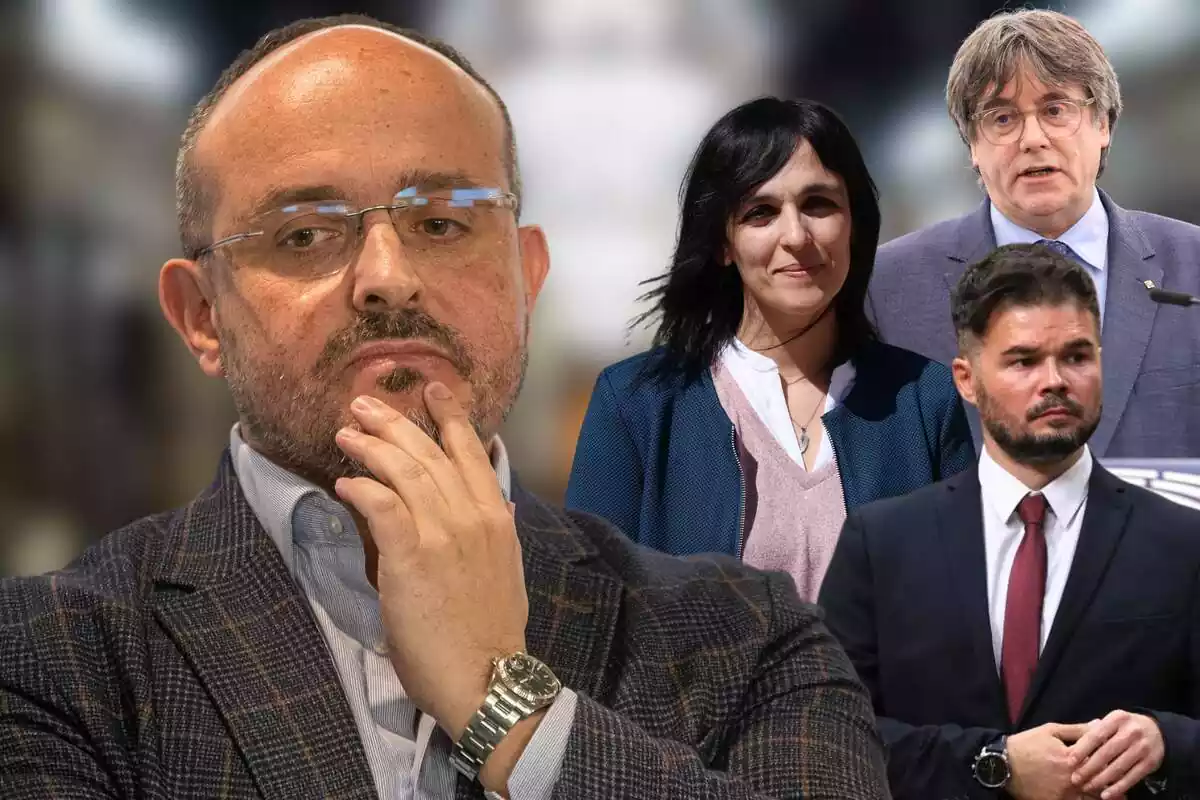 Muntatge d'Alejandro Fernández, Sílvia Orriols, Gabriel Rufián, Carles Puigdemont