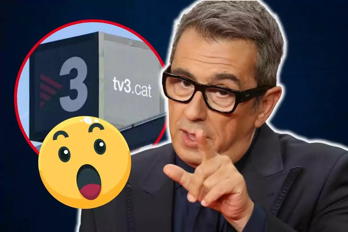 Un home amb ulleres assenyala amb el dit mentre un emoji sorprès i el logotip de TV3 apareixen a la imatge.