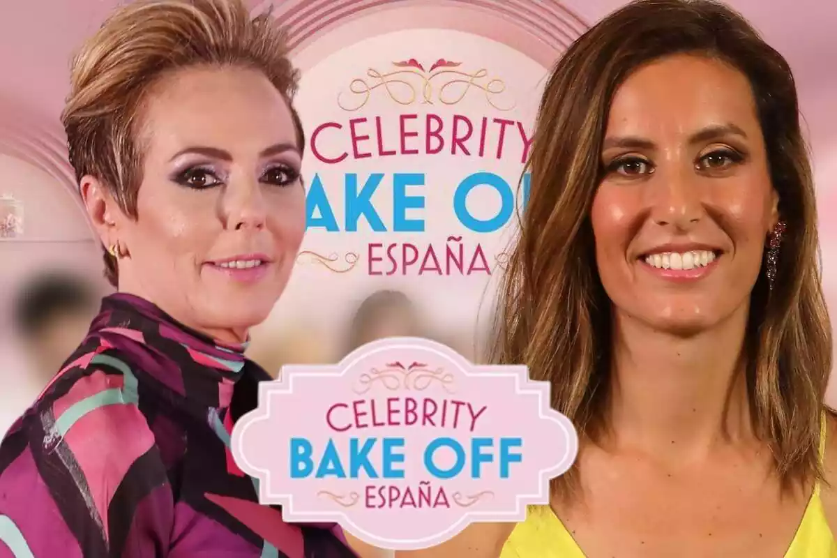 Muntatge amb imatge de 'Bake Off' al fons, Rocío Carrasco i Ana Boyer somrient posant i el logo del programa
