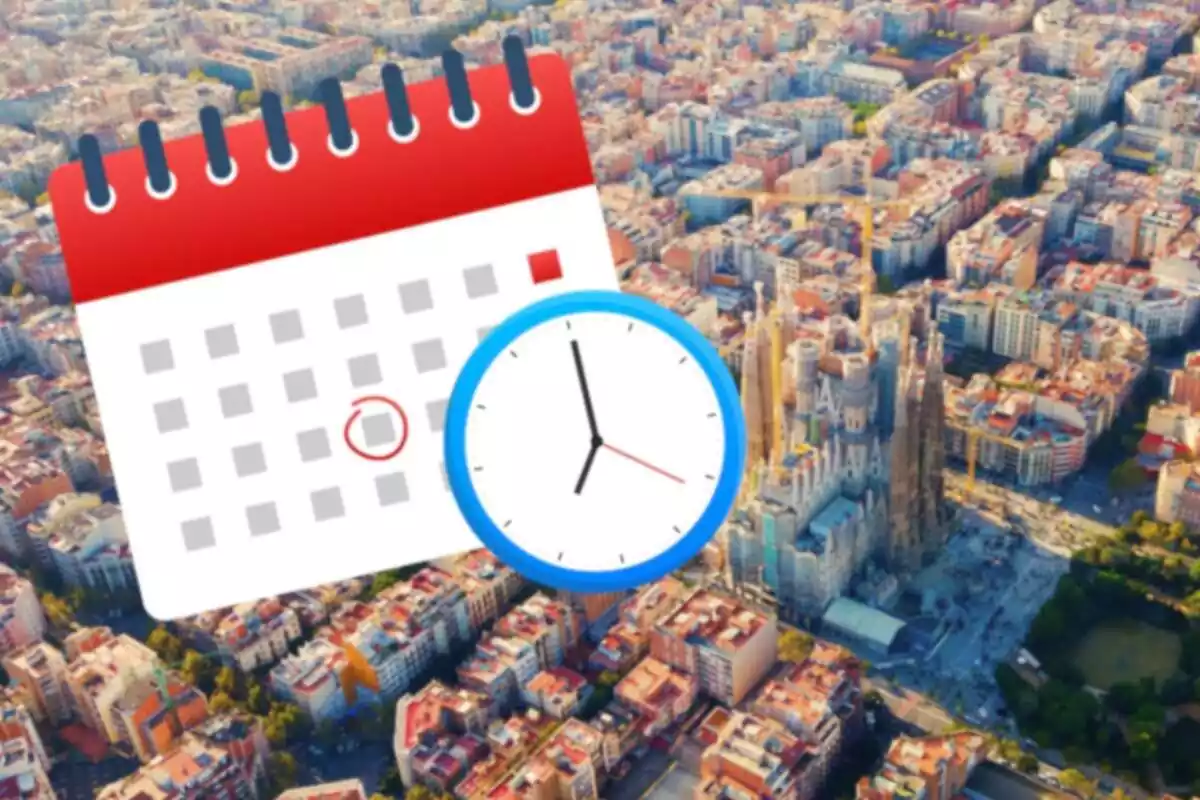 Muntatge de Barcelona i un calendari