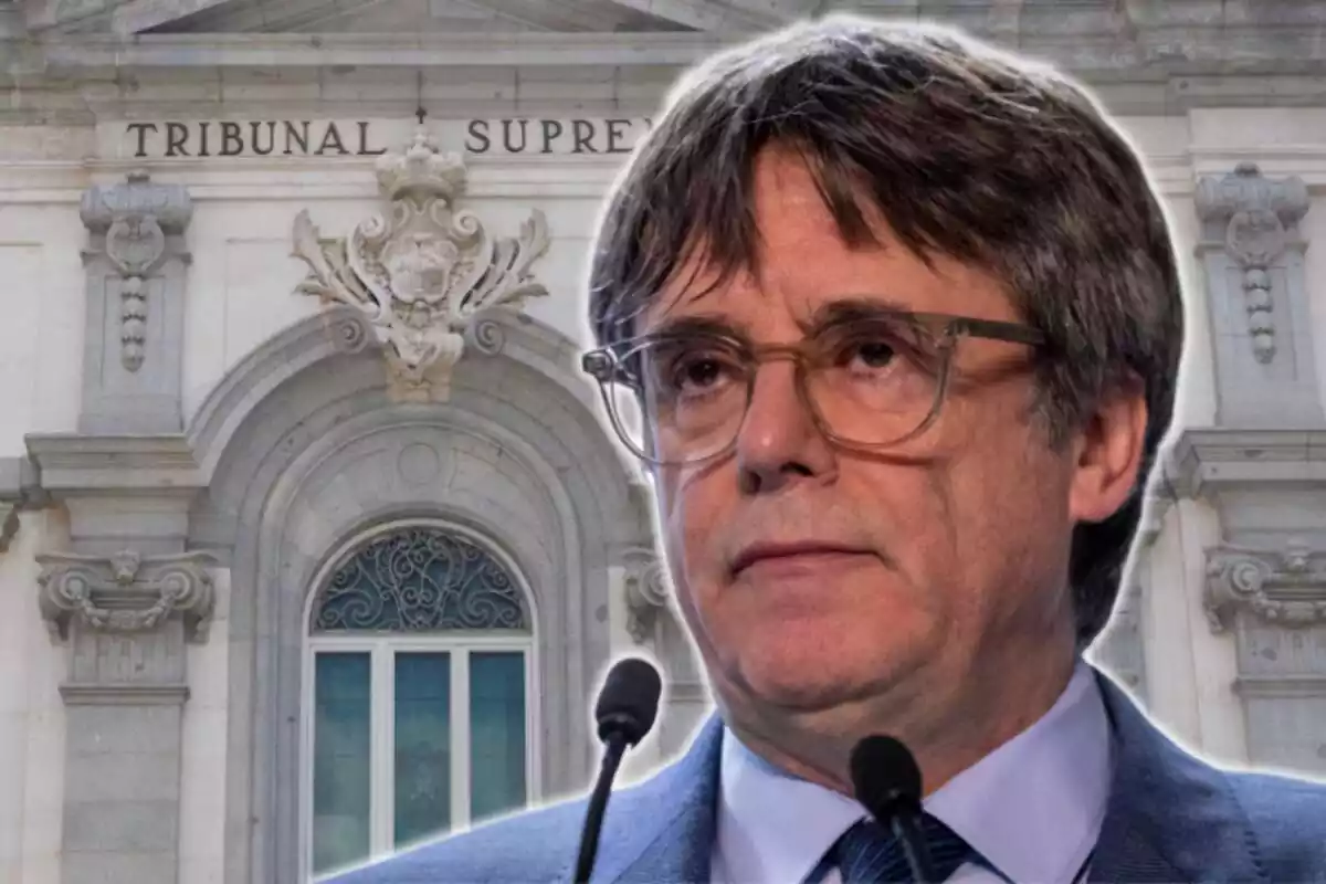 Muntatge de Carles Puigdemont i el Tribunal Suprem