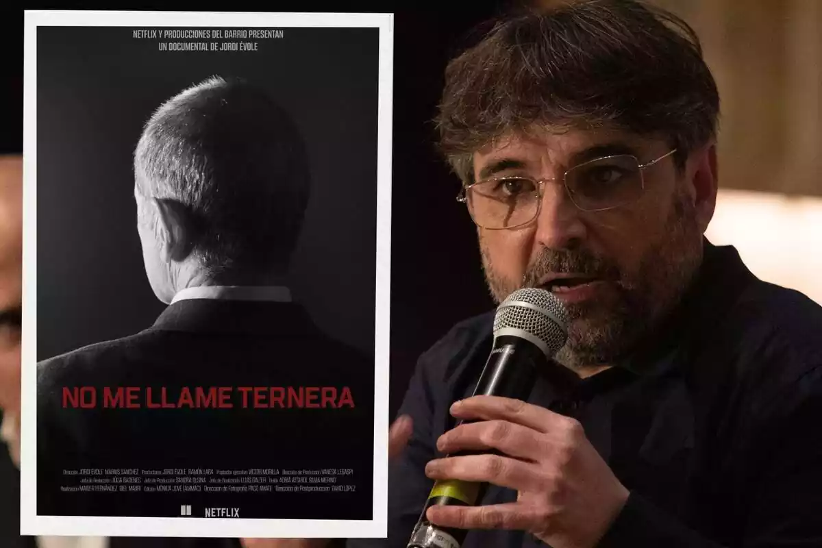 Muntatge de Jordi Évole i el cartell del documental 'No em truqui Ternera'