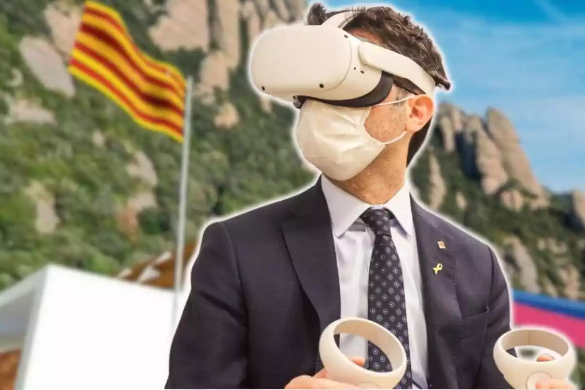 Muntatge d´un home amb ulleres de realitat virtual