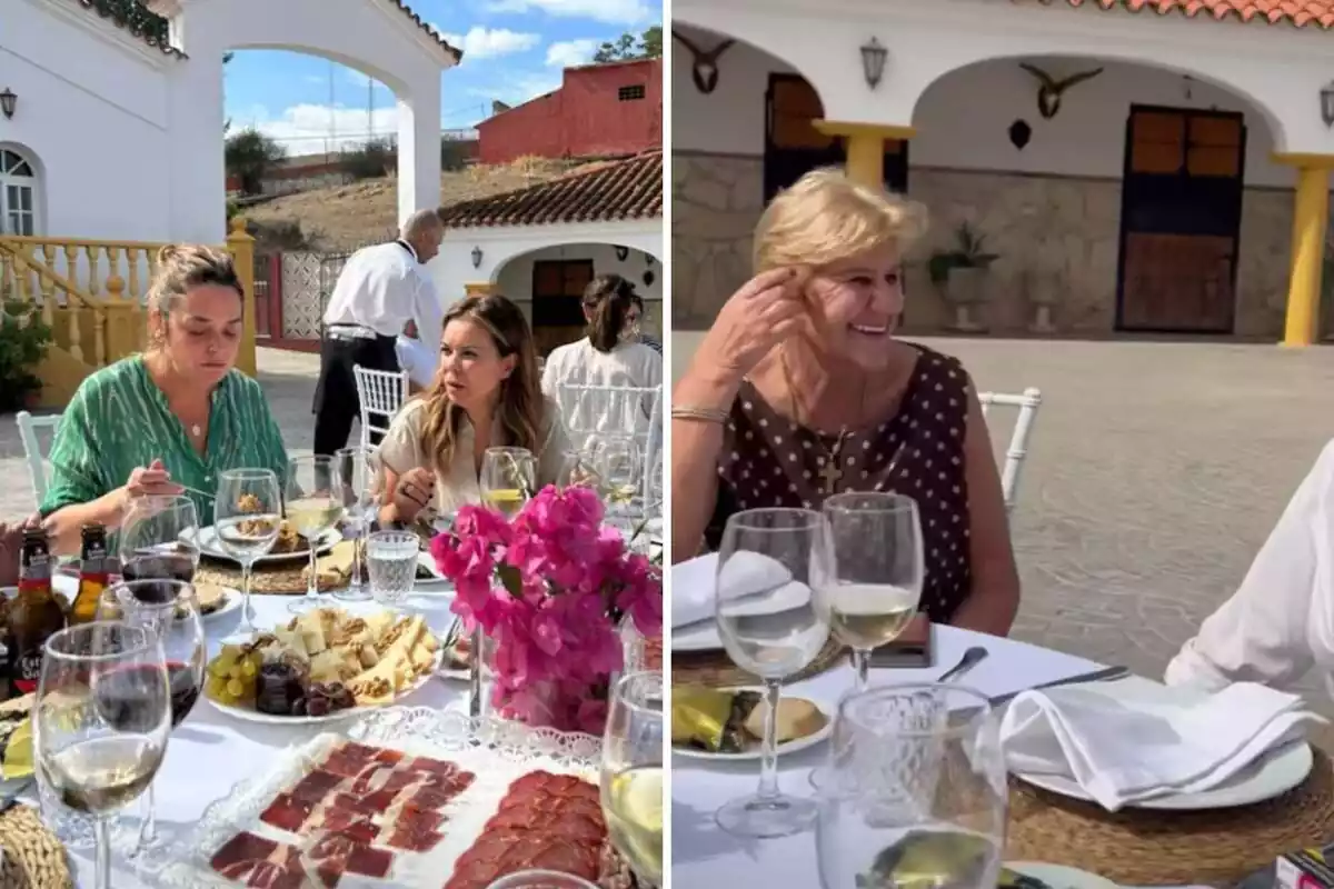 Muntatge de Stories d'Instagram amb Carmen Bazán i María José Campanario i Toñi Moreno en un dinar a Ambicions