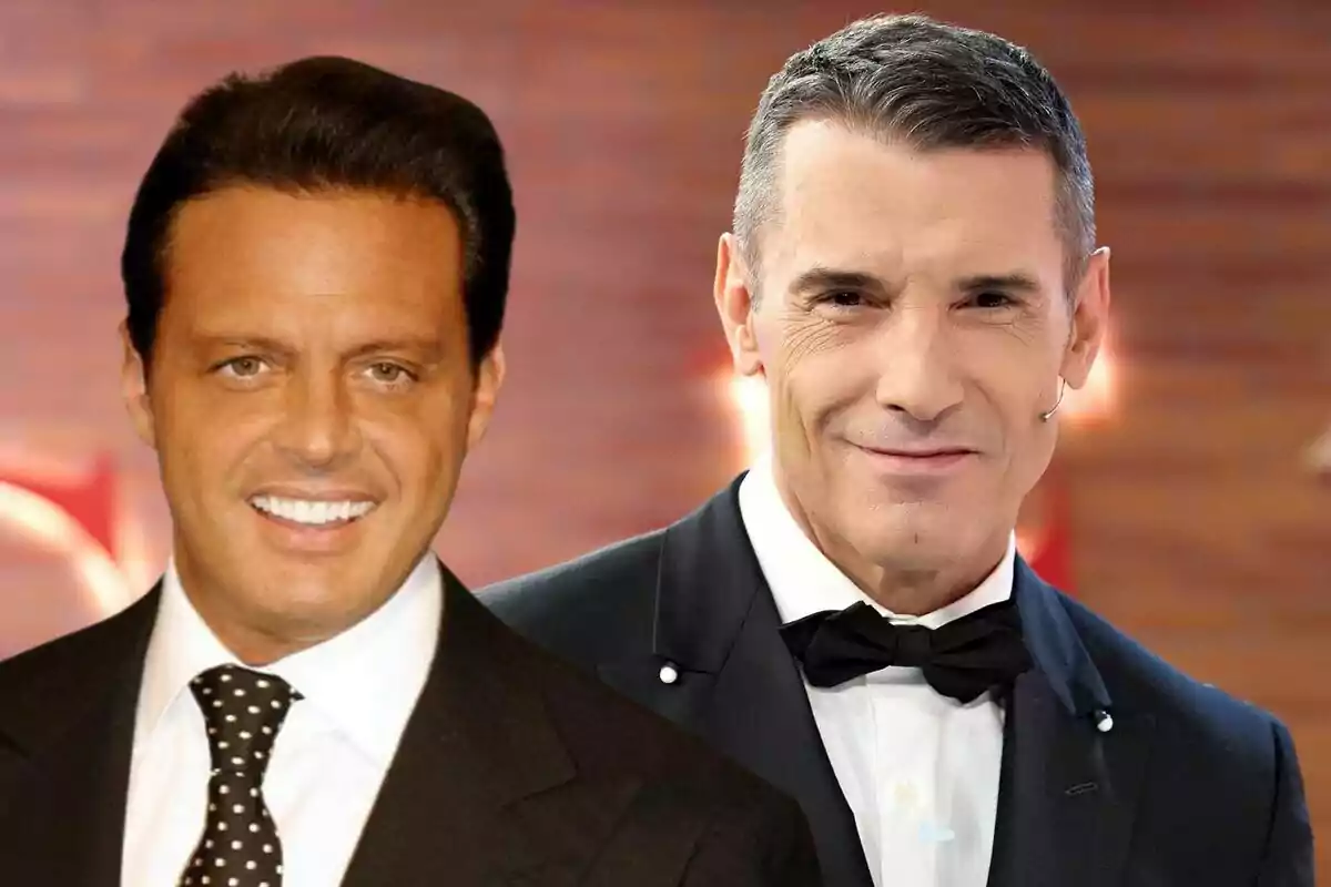 Muntatge amb la cara de Jesús Vázquez i Luis Miguel, tots dos mirant a la càmera