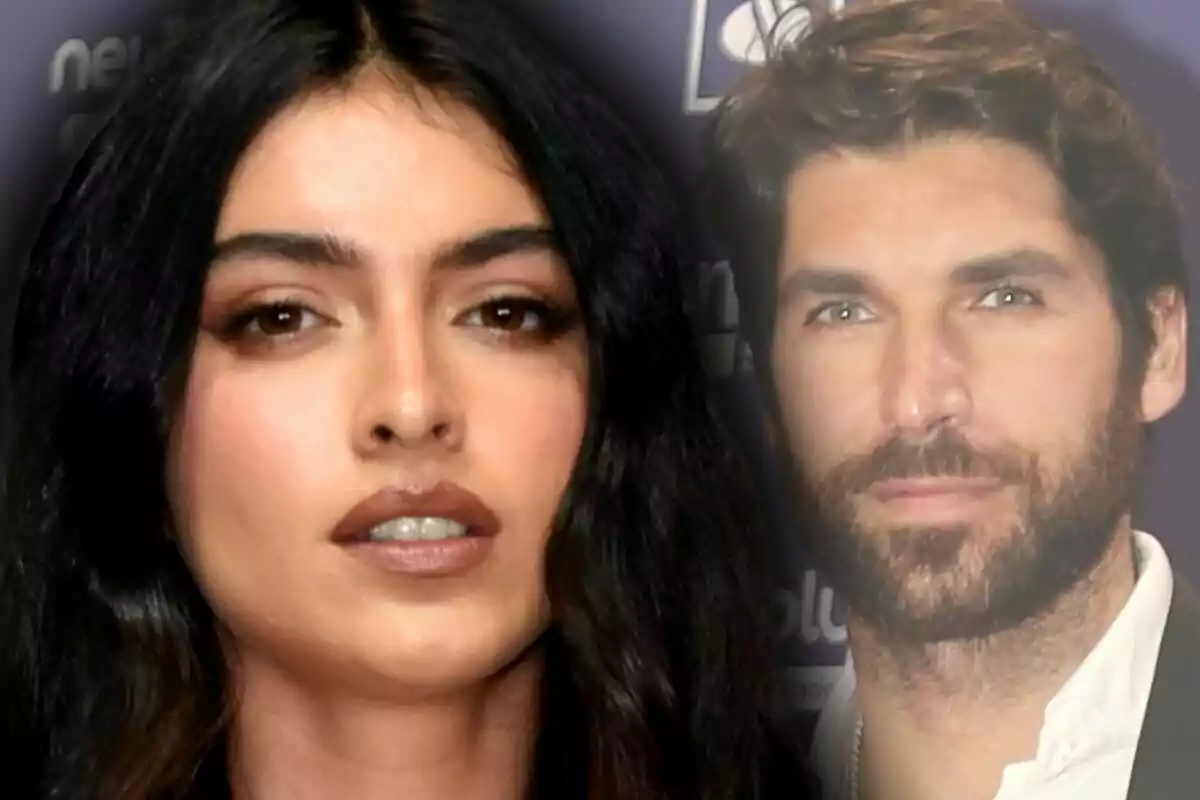 Close-up photo montage of Lucía Rivera with a serious expression and Cayetano Rivera with a half-smile.