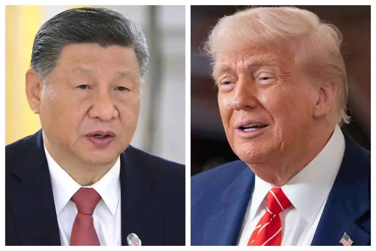 Dos homes amb vestits formals, un és Xi Jinping amb corbata vermella i l'altre és Donald Trump amb corbata de ratlles, en un muntatge d'imatges costat a costat. Dos homes amb vestits formals, un és Xi Jinping amb corbata vermella i l'altre és Donald Trump amb corbata de ratlles, en un muntatge d'imatges costat a costat.