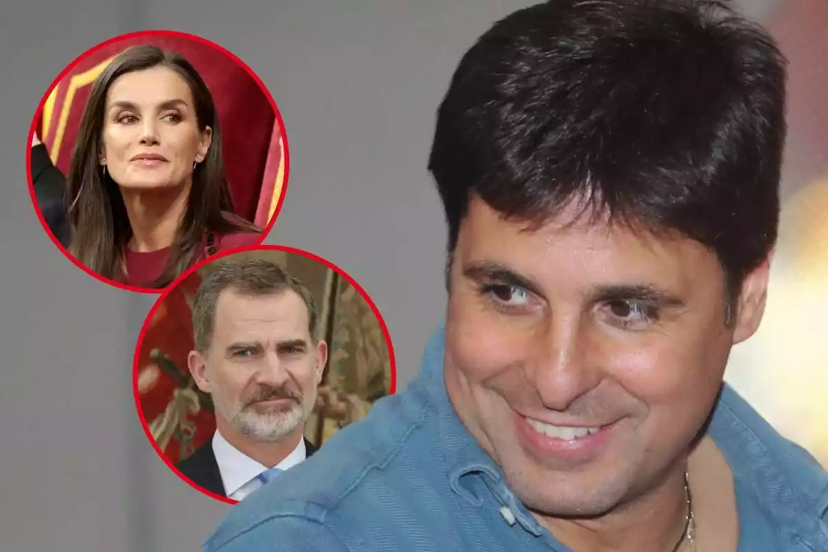 Muntatge de fotos de primer pla de Fran Rivera amb rostre somrient i, al costat, una imatge del rei Felip VI i la reina Letizia Ortiz