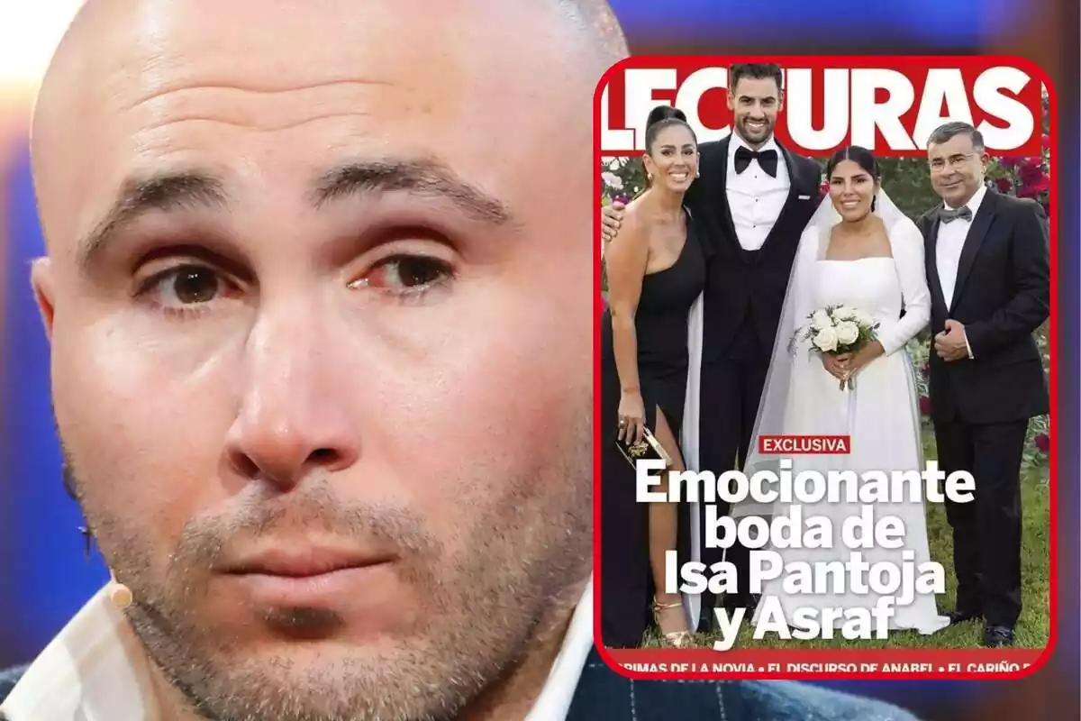 Muntatge de fotos de Kiko Rivera i, al costat, la portada de 'Lecturas' on apareix Isa Pantoja i Asraf Beno a l'exclusiva del seu casament