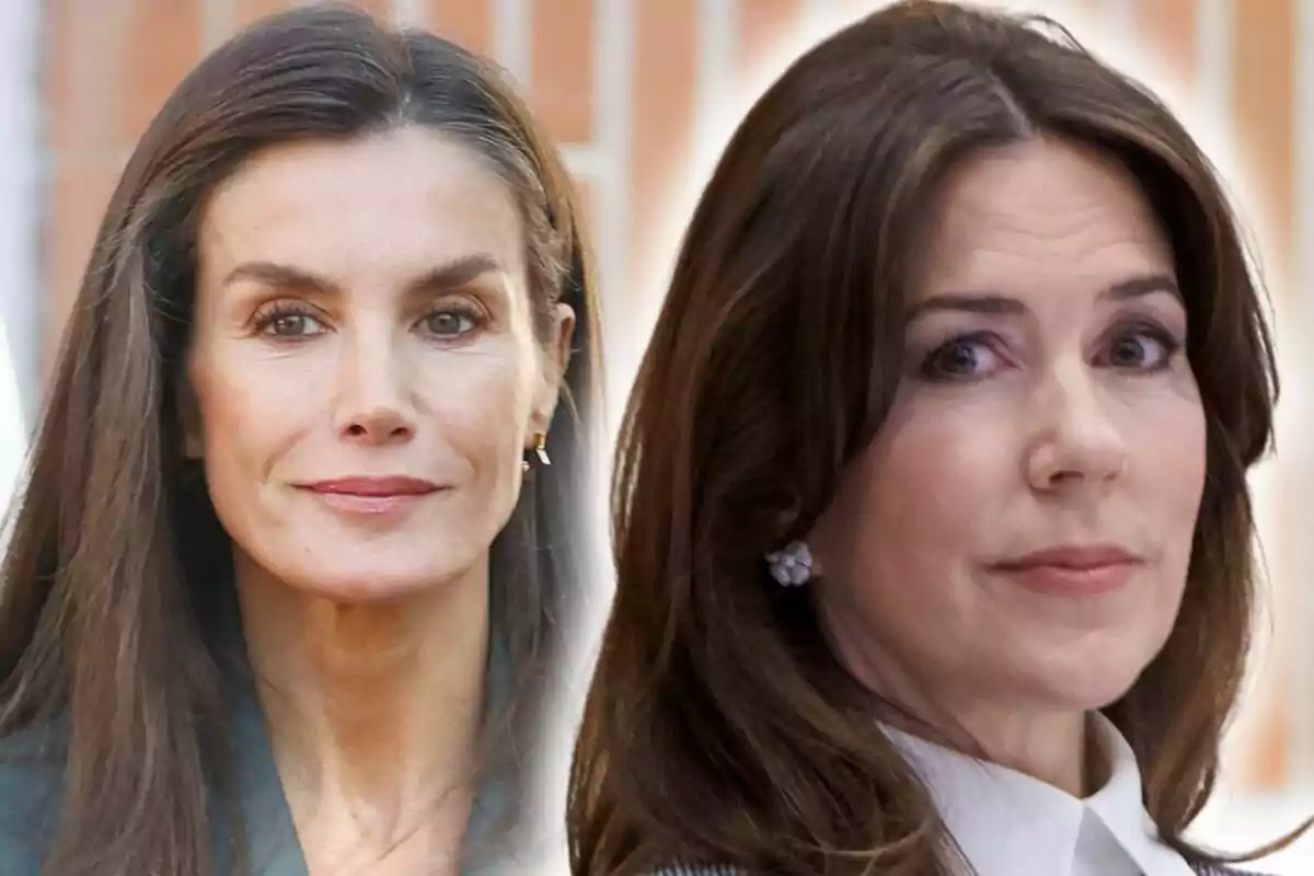 Montaje de fotos de la reina Letizia Ortiz y de Mary de Dinamarca, ambas con rostro serio.