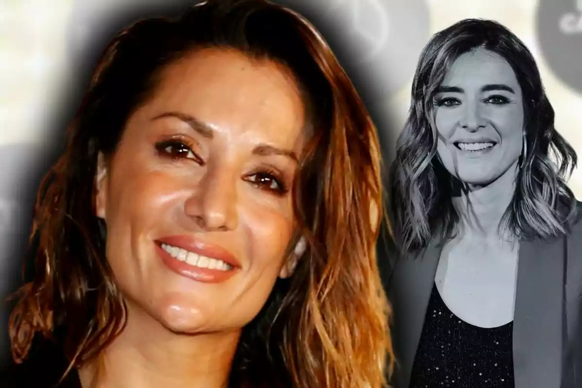 Montaje de fotos de primer plano de Nagore Robles y Sandra Barneda, ambas con rostro sonriente y con un fondo difuminado.