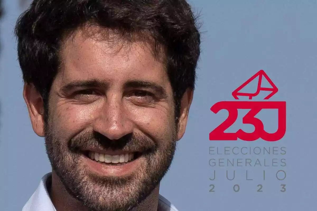 Muntatge de fotos de Roger Montañola i el logotip de les eleccions generals del 23 de juliol de 2023
