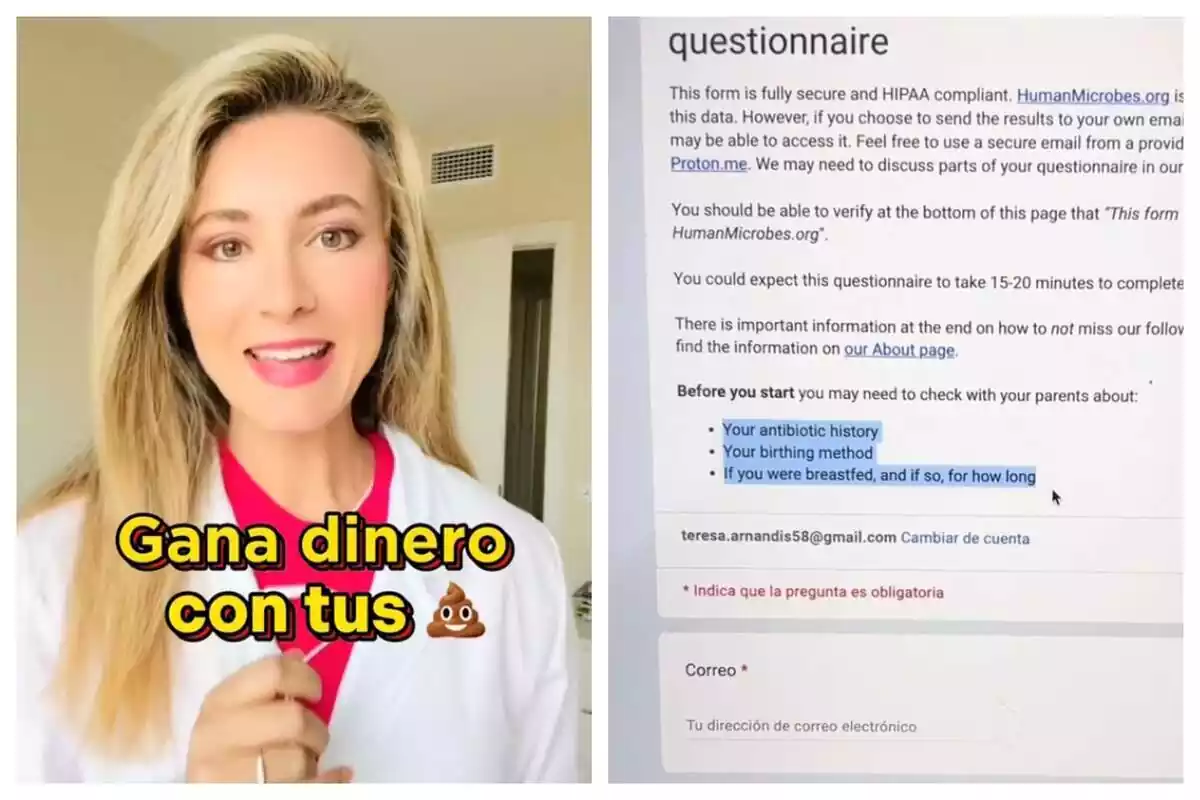 Muntatge de fotos d'un TikTok de '@LadyScience' on explica com guanyar diners venent excrements humans