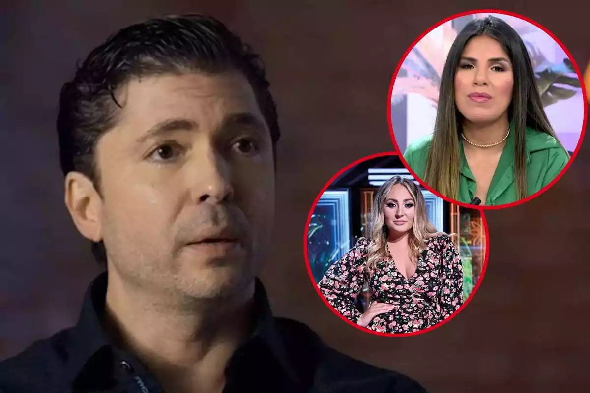 Muntatge d'Ángel Cristo durant una entrevista a Telecinco amb Rocío Flores i Isa Pantoja