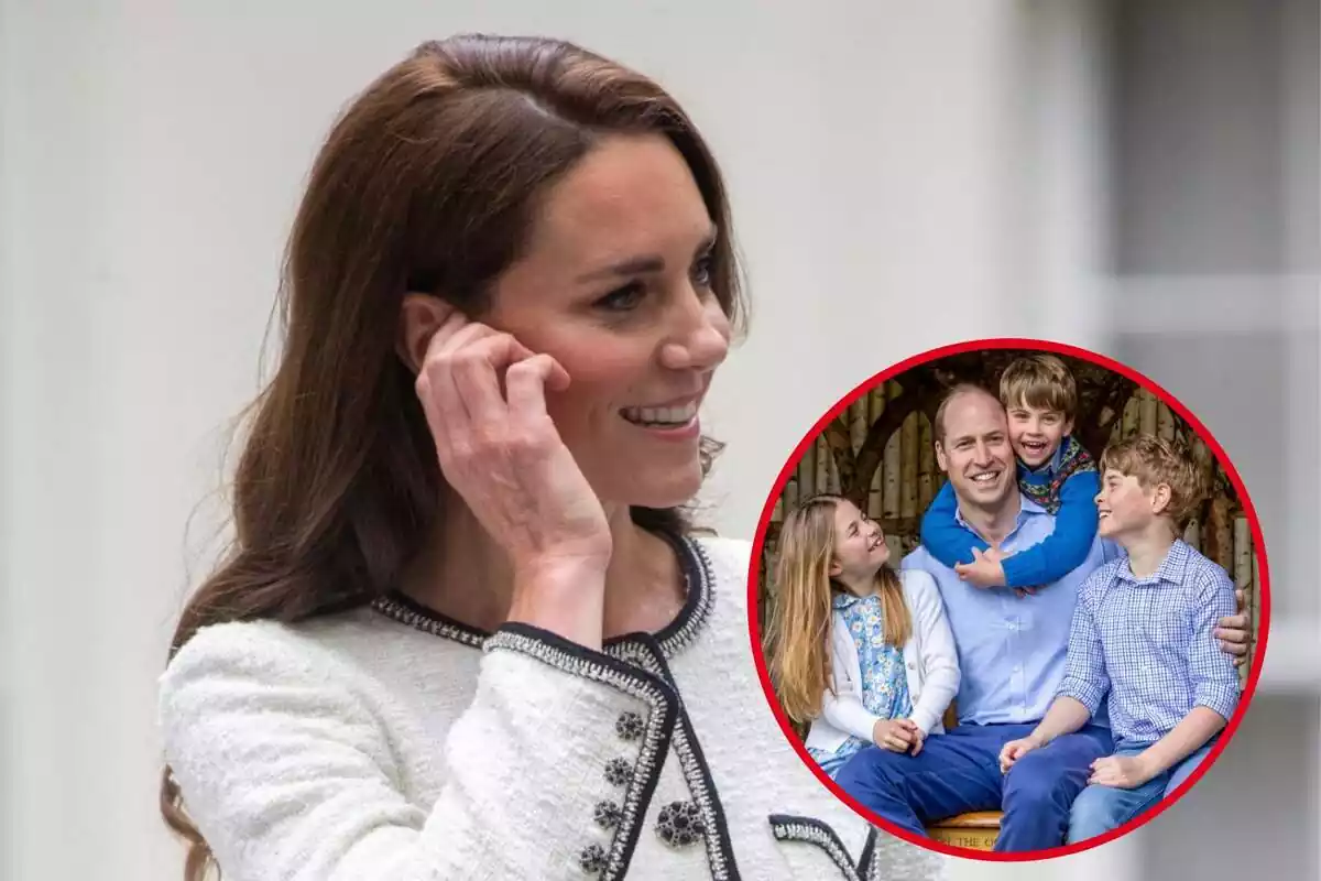 Muntatge de Kate Middleton amb els seus fills en una foto rodona