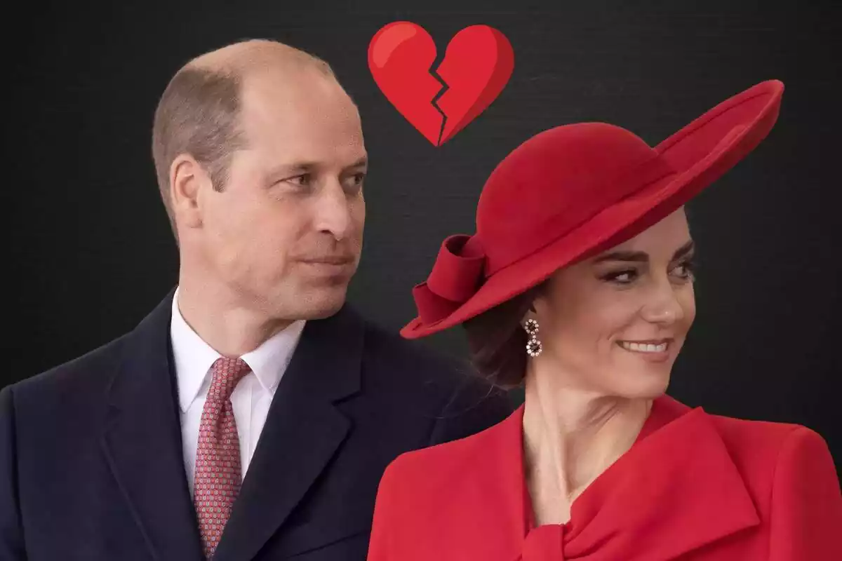 Muntatge de Kate Middleton i el príncep Guillem amb un cor trencat