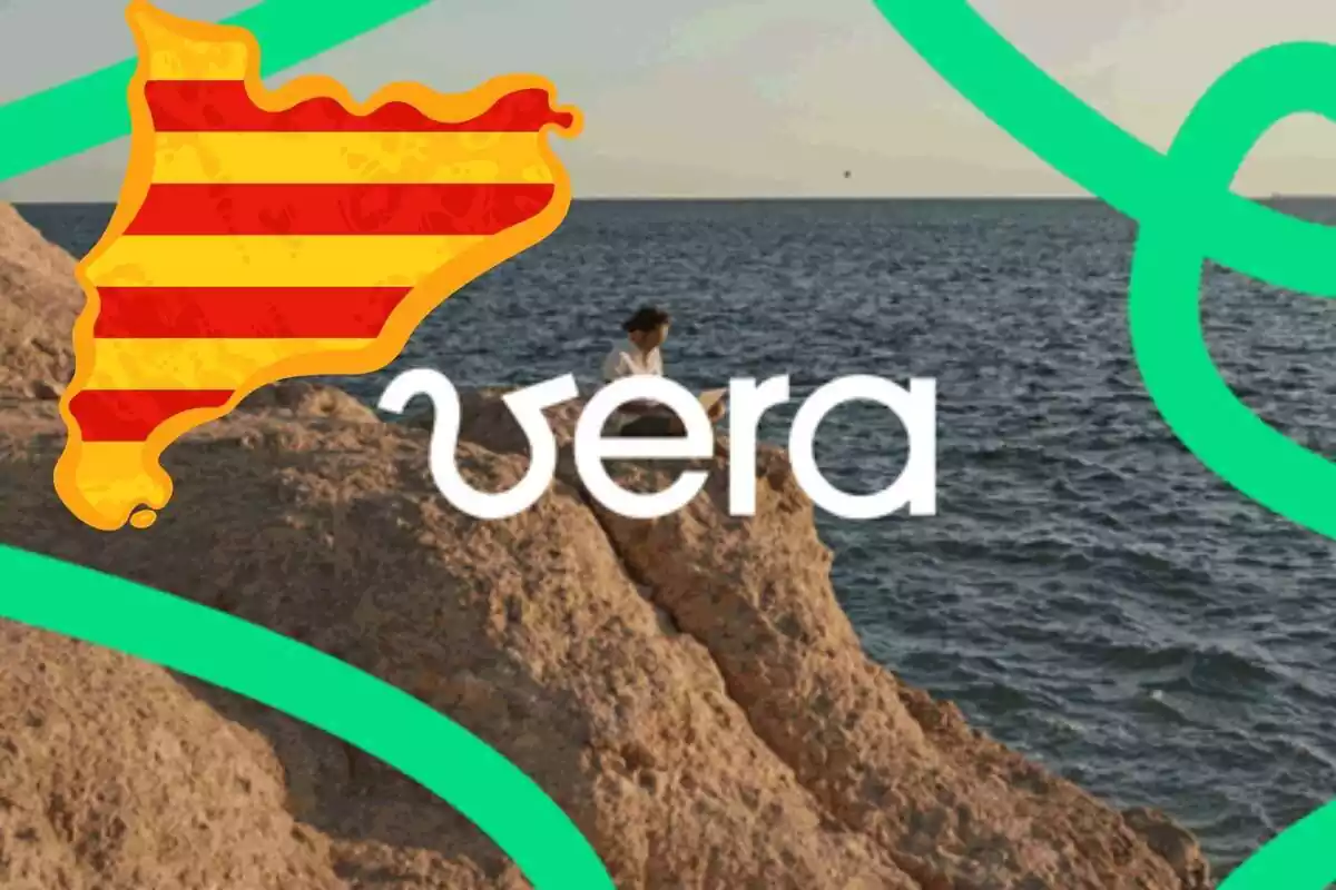 Muntatge de la companyia telefònica Vera i una imatge gràfica del territori català