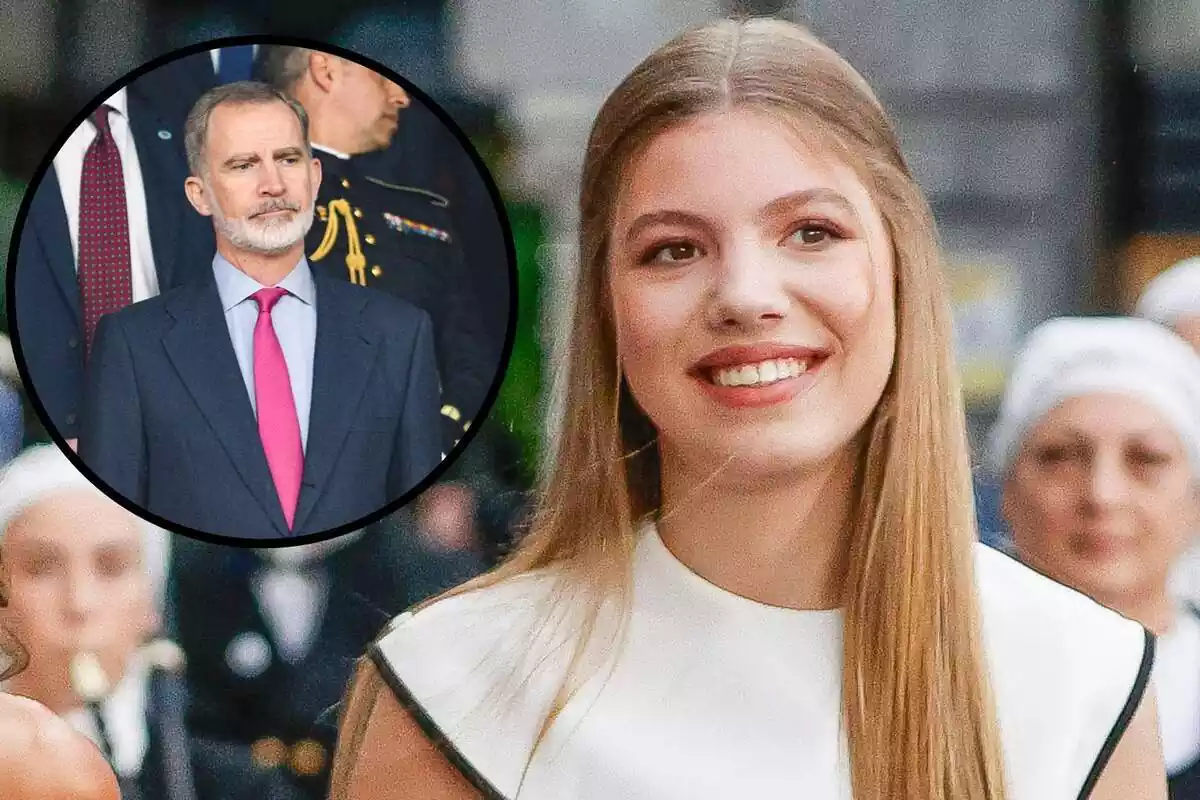 Muntatge de la infanta Sofia amb el seu pare, el rei Felip VI