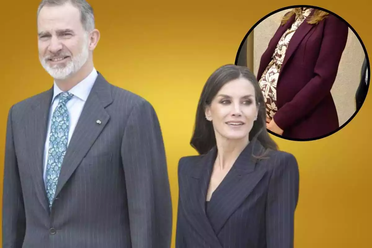 Muntatge de Letizia i Felip amb una captura de la reina embarassada