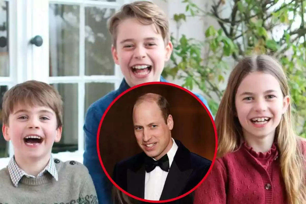 Muntatge dels fills de Kate Middleton amb una foto rodona del príncep Guillem al centre