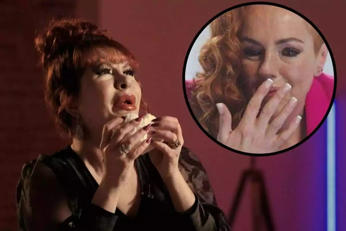 Muntatge de Yurena plorant amb Rocío Carrasco al programa '¡De Viernes!'