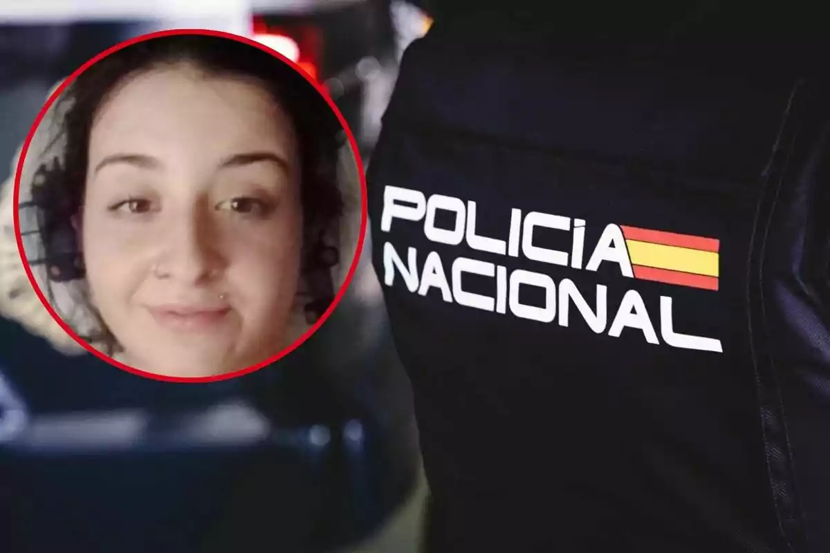 Una persona en un cercle vermell amb un uniforme de la Policia Nacional.