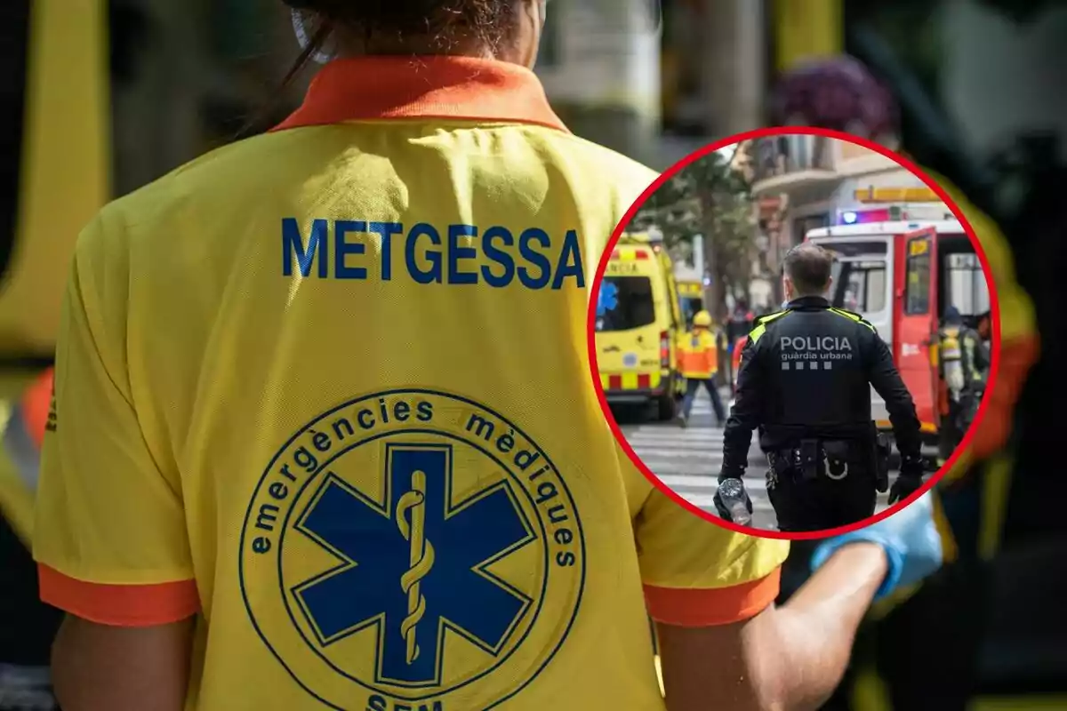 Muntatge amb un agent de la Guàrdia Urbana de Barcelona i una metgessa del SEM