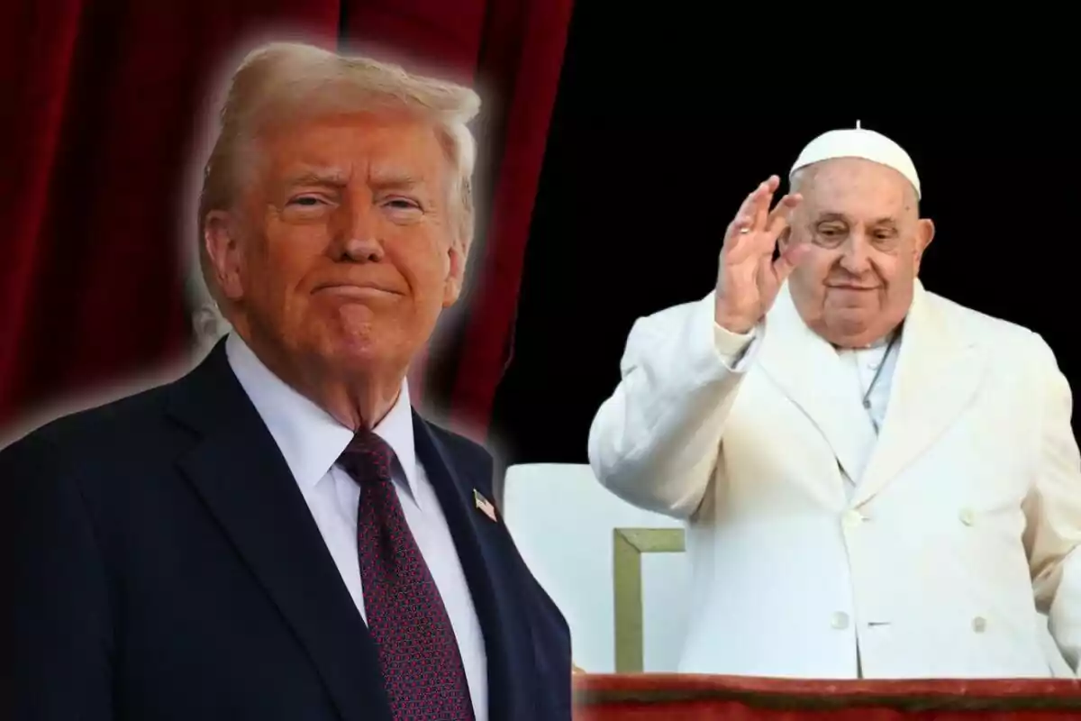 Montaje con el presidente de Estados Unidos Donald Trump y el Papa Francisco saludando