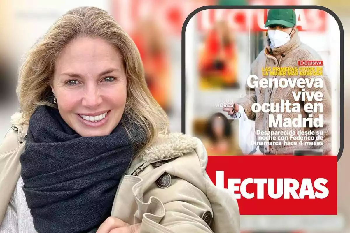 Muntatge en primer pla amb Genoveva Casanova al costat de la portada de la revista 'Lecturas'