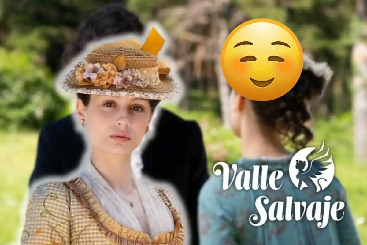 Emma Guilera amb barret d'època i expressió seriosa està en un entorn natural, mentre que una altra persona d'esquena té un emoji sobre la cara; a la cantonada inferior dreta hi ha el logo de "Valle Salvaje".