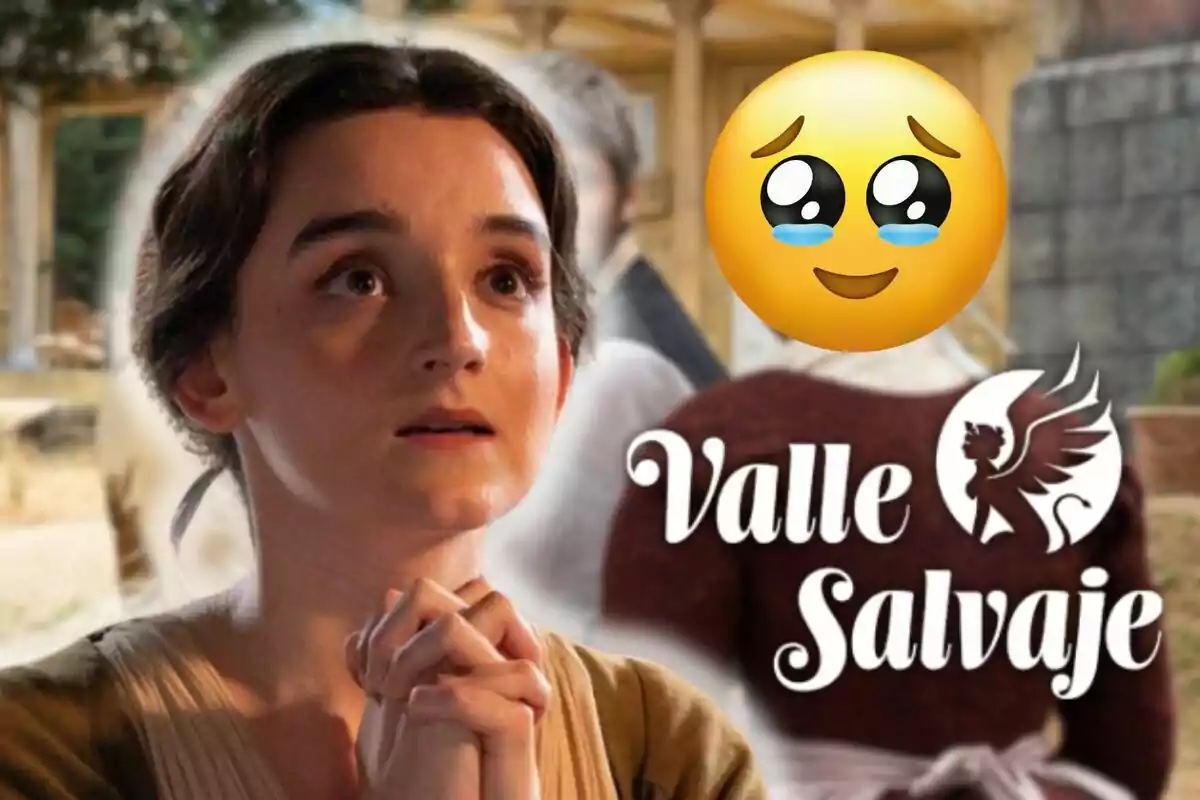 María Redondo amb expressió emocionada i un emoji d'ulls plorosos al costat del text "Valle Salvaje".