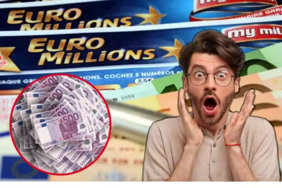Muntatge de l'Euromilions i bitllets de 500 euros