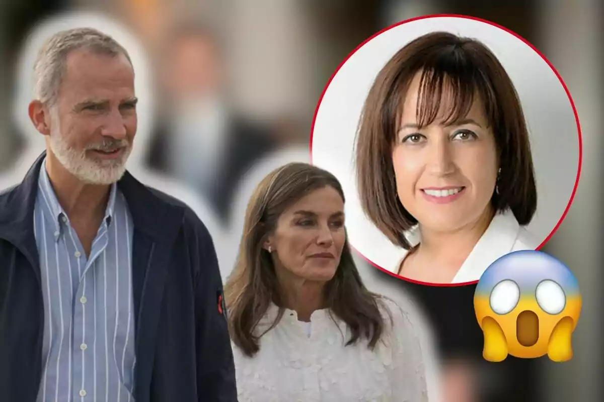 Felip Vi i Letícia caminant mentre Lorena Silvent somrient apareix en un cercle superposat amb un emoji sorprès.