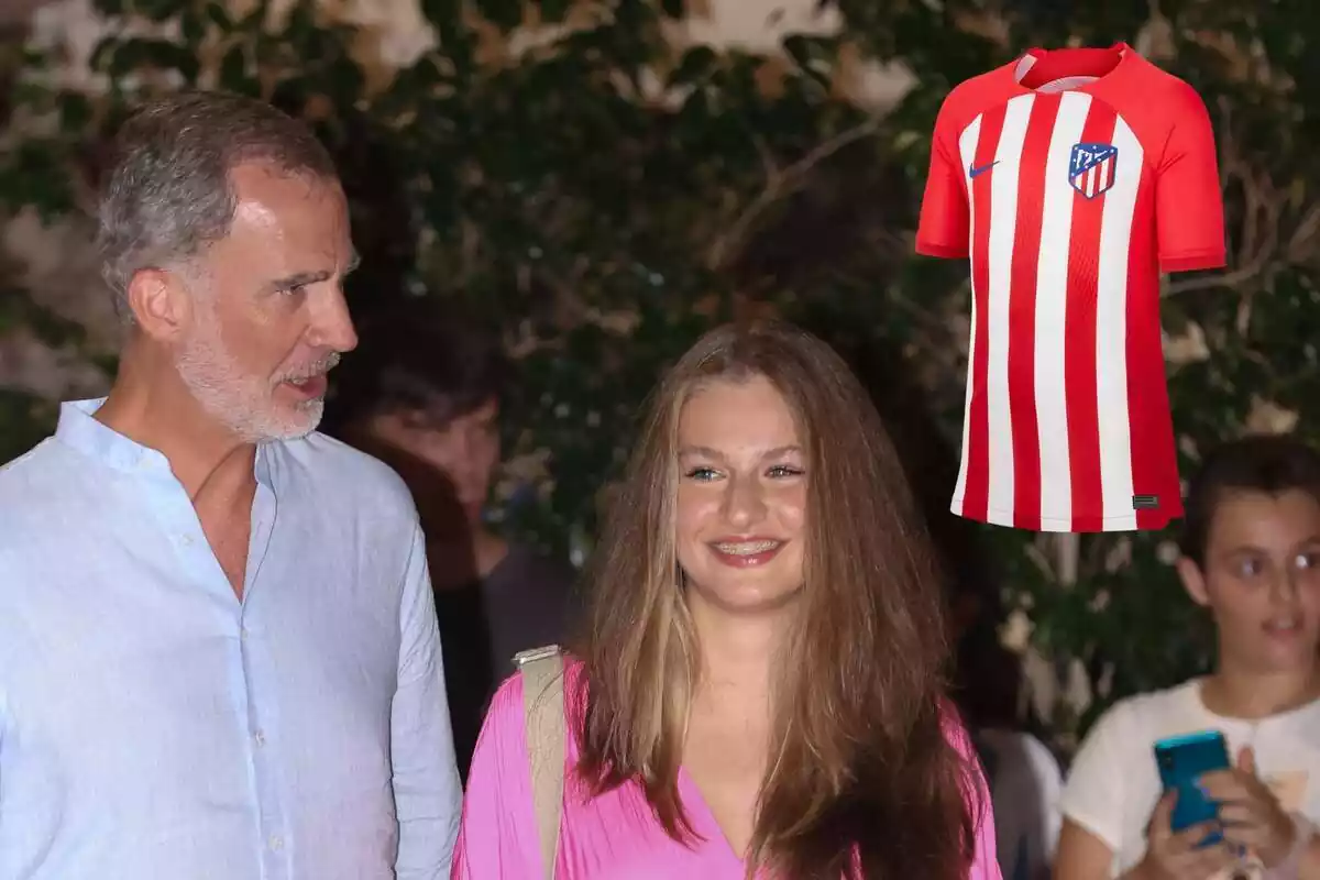 Muntatge de Felip VI i la princesa Leonor junts amb la samarreta de l'Atlètic de Madrid Muntatge de Felip VI i la princesa Leonor junts amb la samarreta de l'Atlètic de Madrid