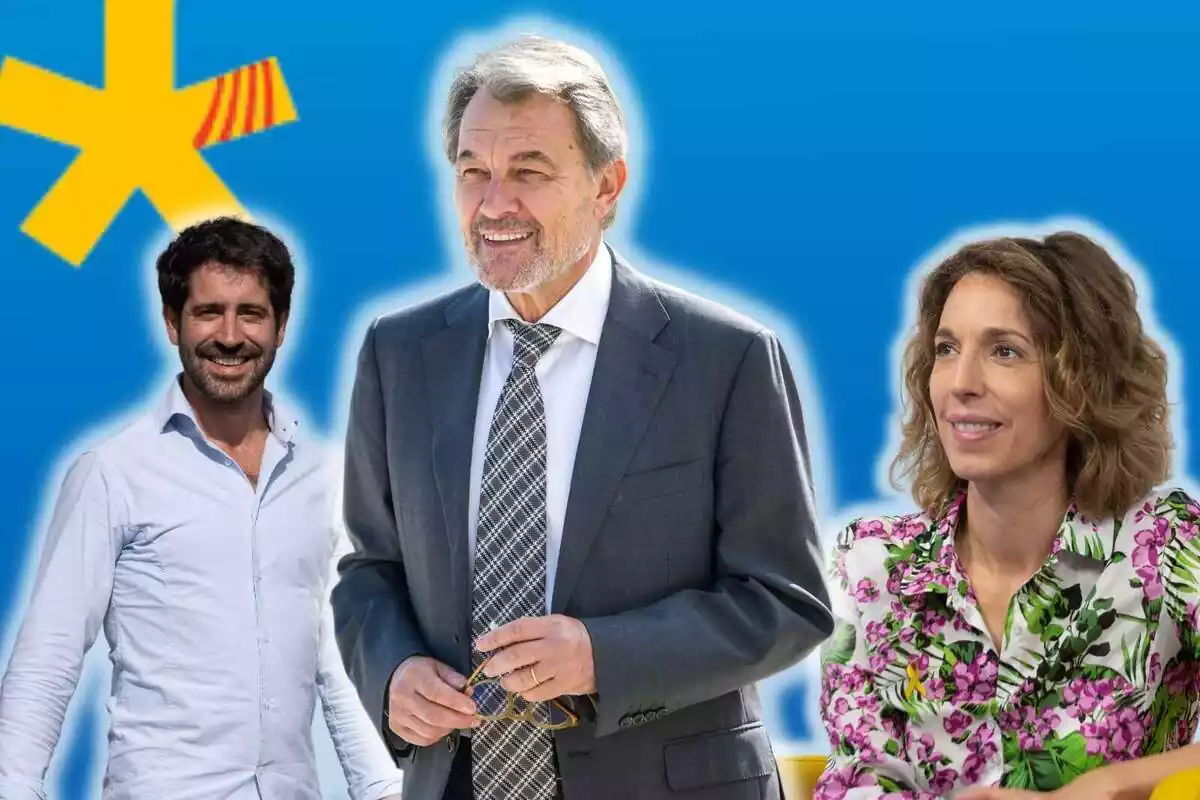 Muntatge de fotos de Roger Montañola, Artur Mas i Àngels Chacón, membres del PDeCAT