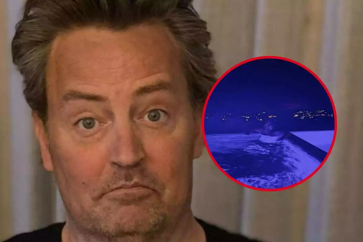 Muntatge de fotos de l'actor Matthew Perry mirant a càmera sorprès i la darrera imatge del seu perfil d'Instagram