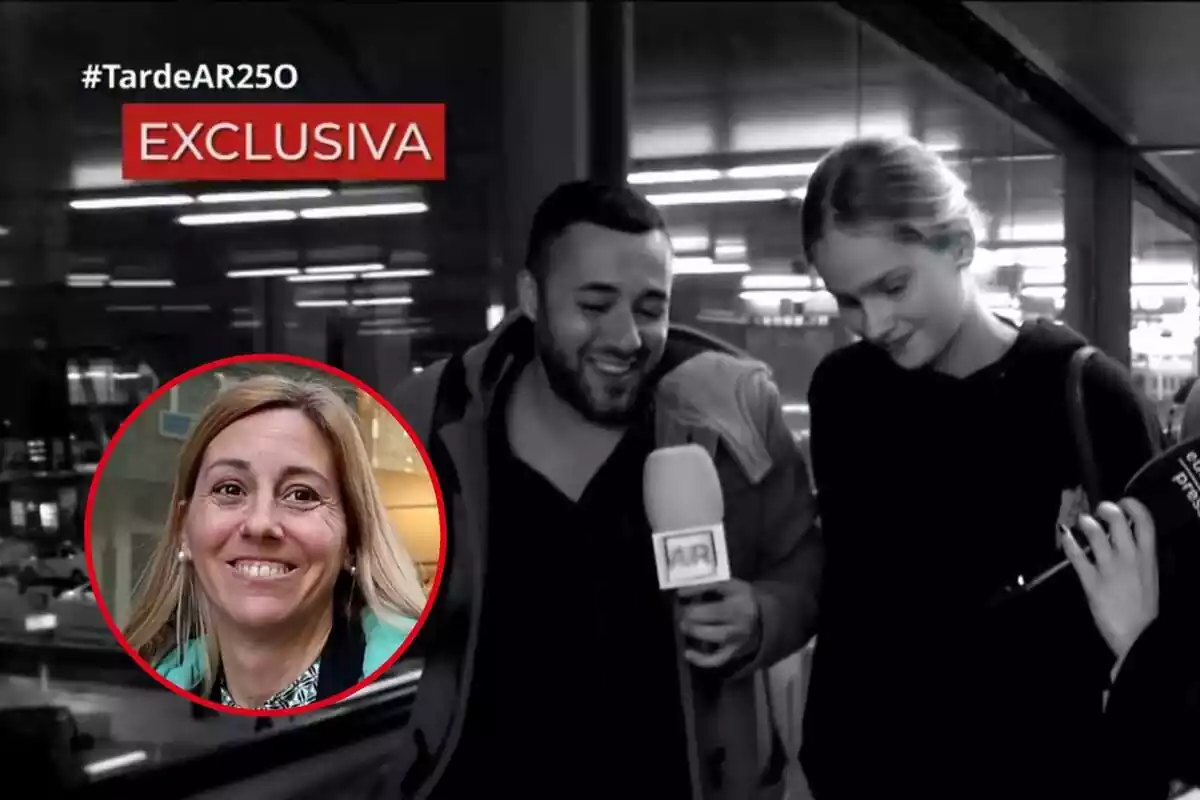 Muntatge de fotos d'una captura del programa 'TardeAR' entrevistant Irene Urdangarin i una imatge d'Ainhoa Armentia somrient