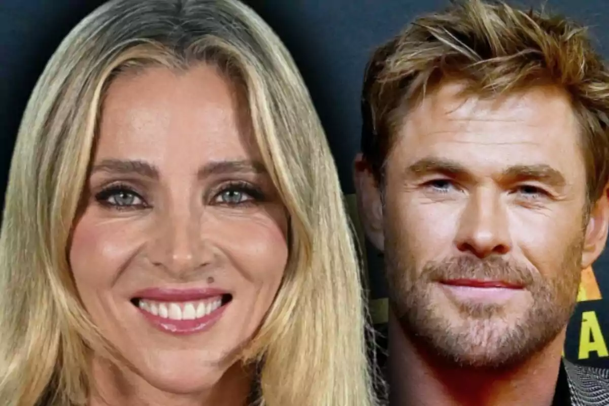 Muntatge de fotos en primer pla de Chris Hemsworth i Elsa Pataky, tots dos amb el rostre somrient.