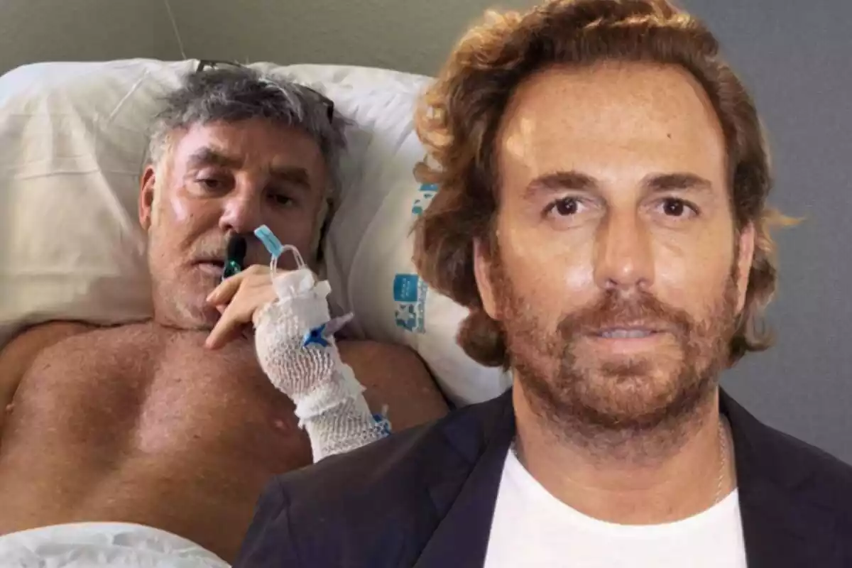 Muntatge de fotos de Joaquín Torres estirat en un llit d'hospital després de la seva operació i un primer pla de Raúl Prieto mirant a càmera