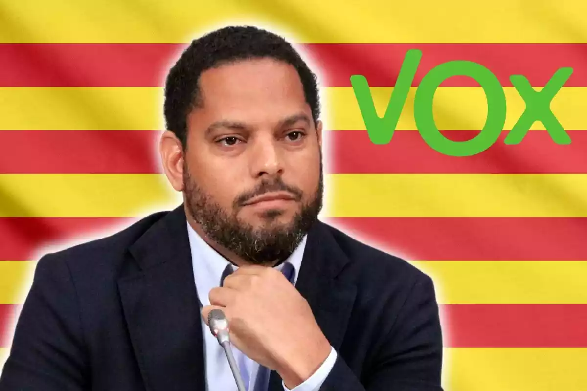 Muntatge d'Ignacio Garriga amb la bandera catalana i el logotip de Vox