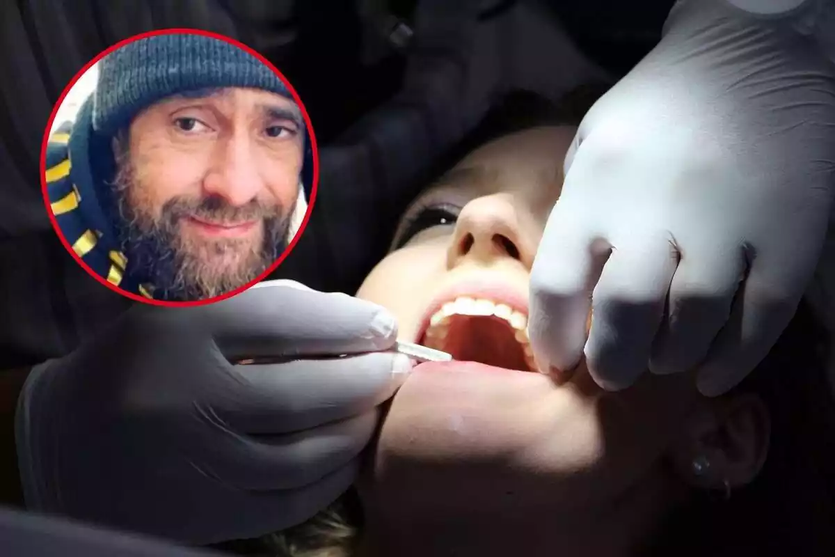 Muntatge d'una intervenció en un dentista i una foto d'Amadeu