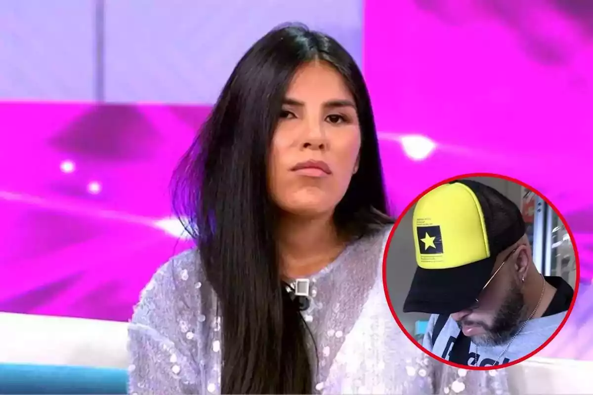 Muntatge amb Isa Pantoja seriosa amb els cabells de banda i Kiko Rivera amb una gorra i el cap baix