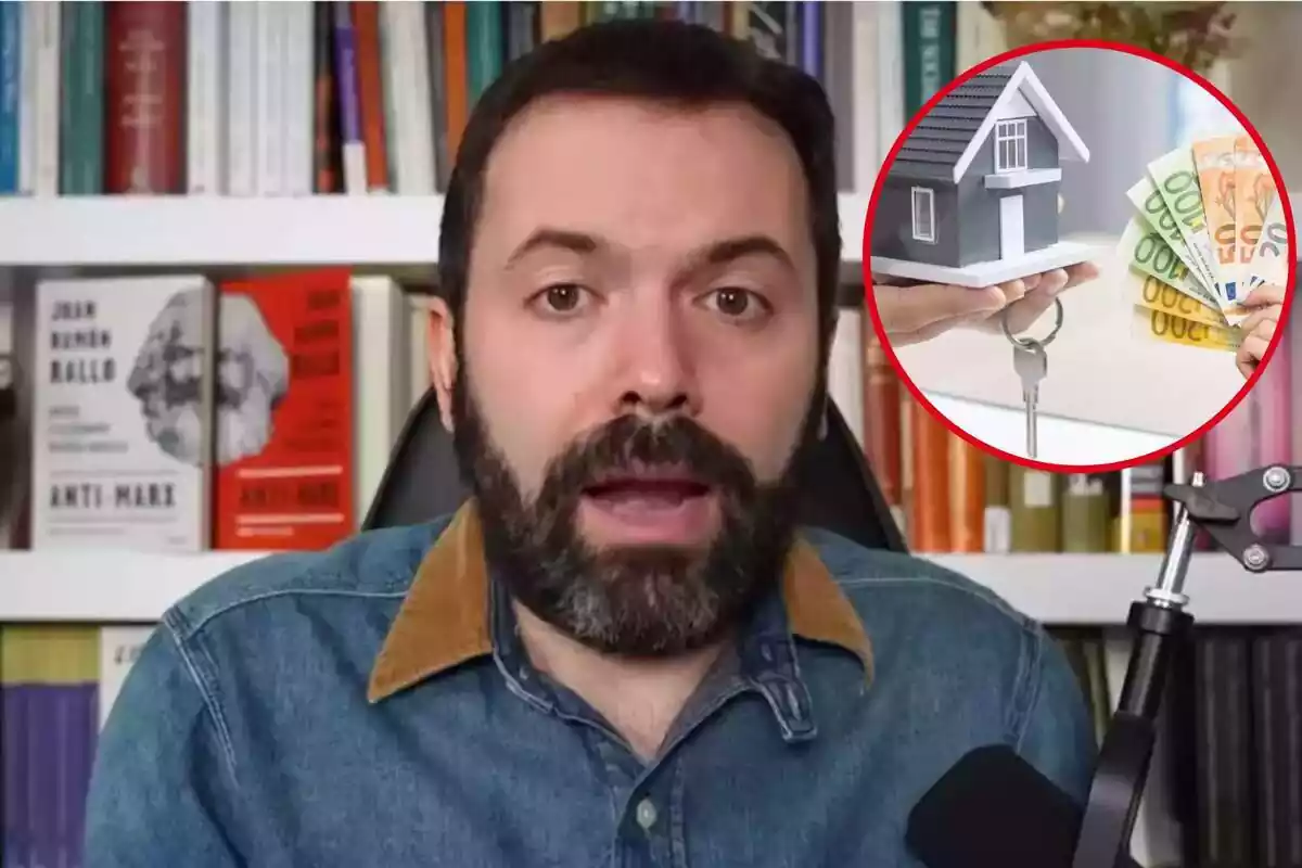 Muntatge de Juan Ramón Rallo, una casa i uns bitllets