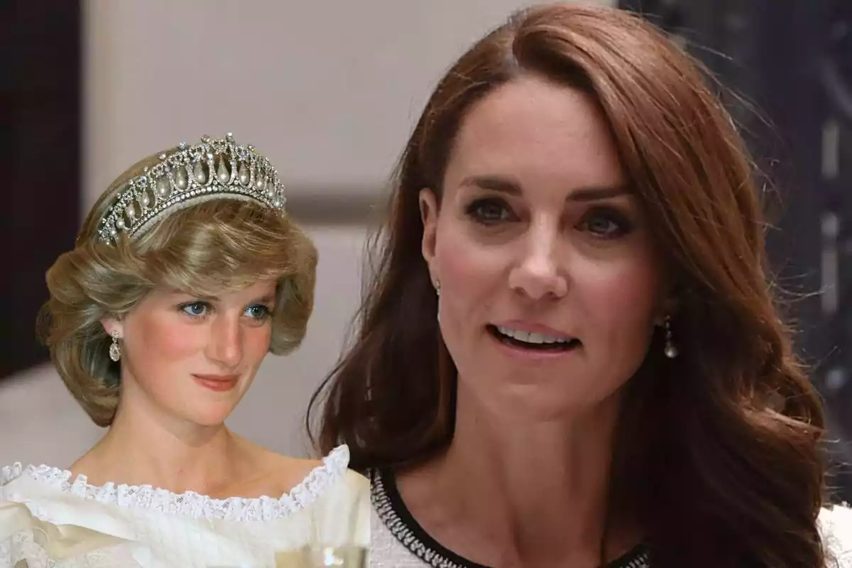 Muntatge amb una imatge de Lady Di amb una altra imatge de Kate Middleton