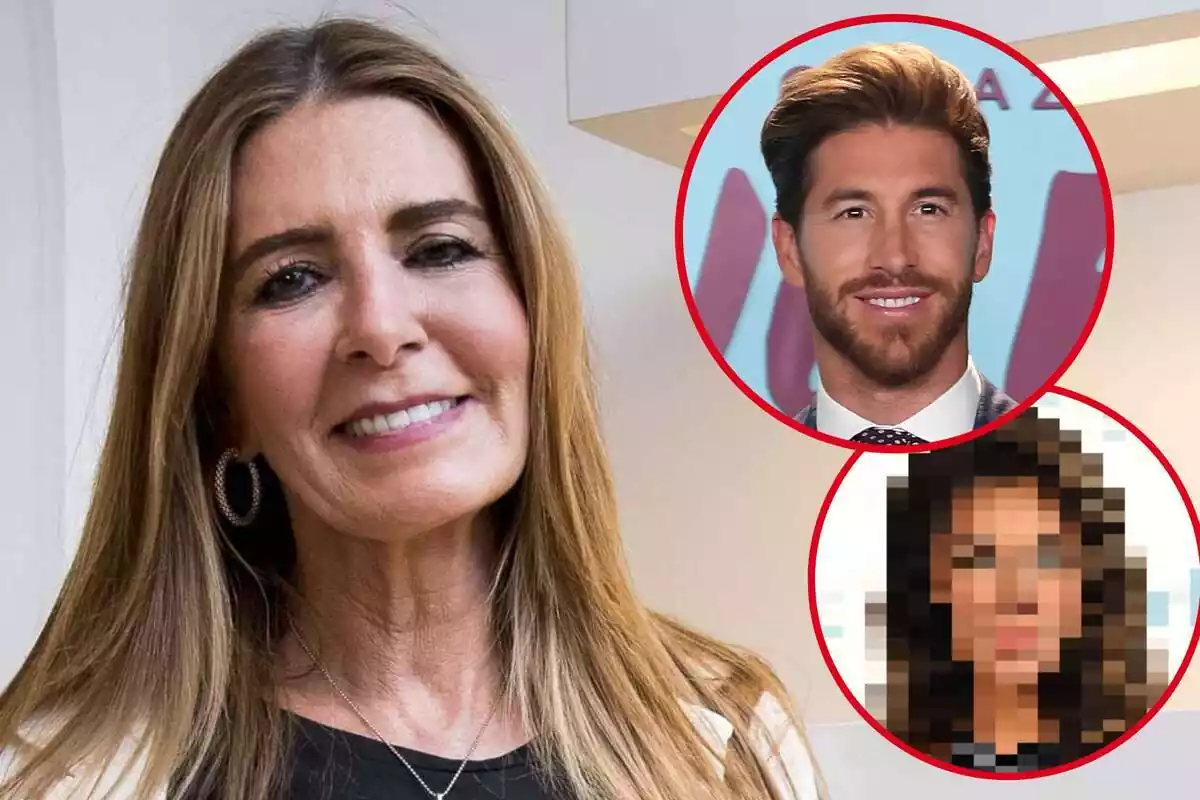 Muntatge amb el rostre de Marisa Martín-Blázquez amb Sergio Ramos i una dona pixelada